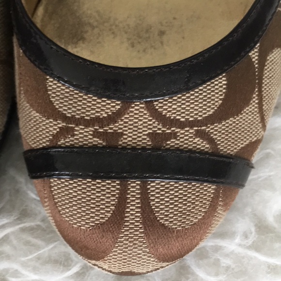 Coach Kerryann Signature C Beige Canvas Wedge Heels Size - Picture 10 of 13